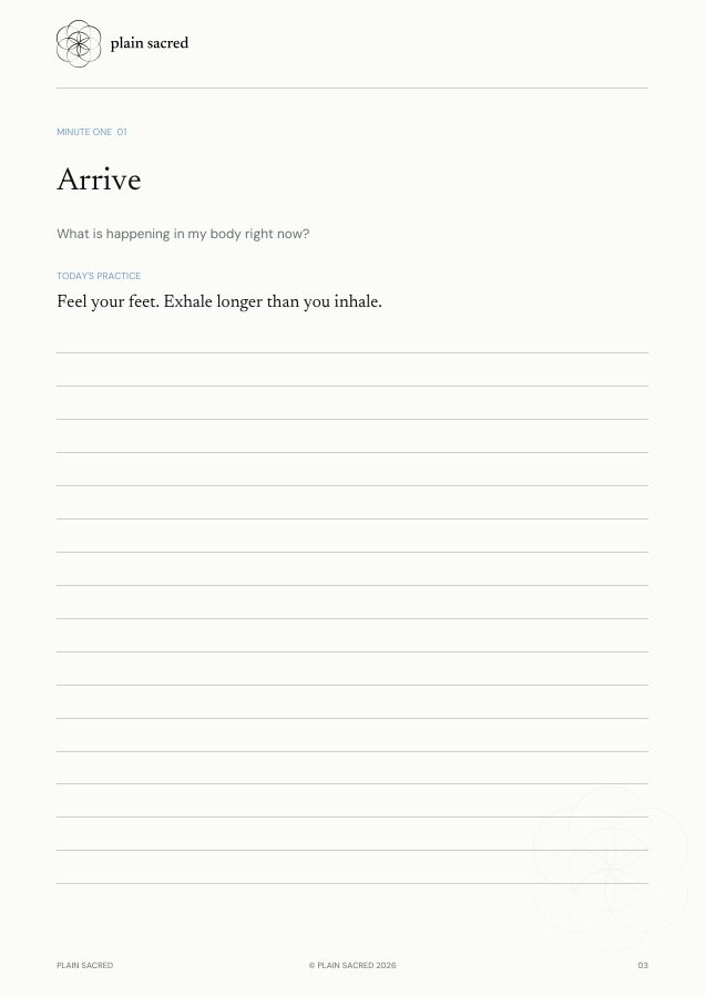Page three of Five Minutes of Stillness